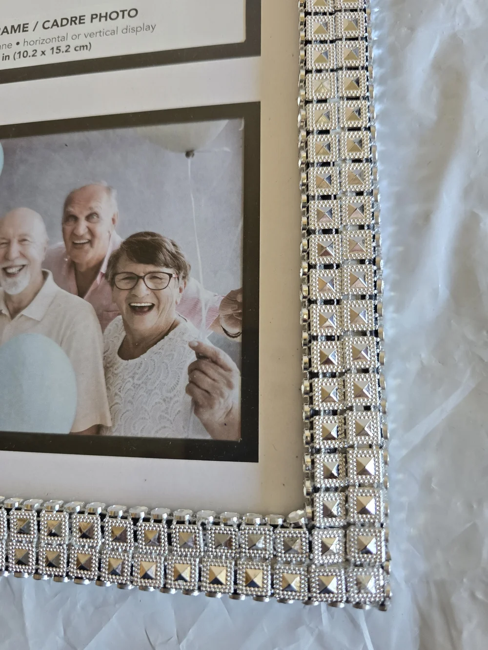 Beaded Silver 4x6 Multi-Photo Frame New 15x8 Inch Handmade